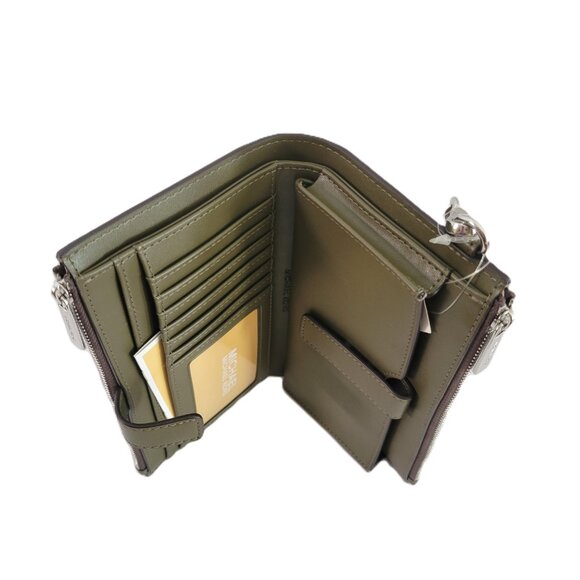 Michael Kors Jet Set Travel Large Double Zip Wristlet Clutch MK Ombre Olive Mult - Picture 7 of 7